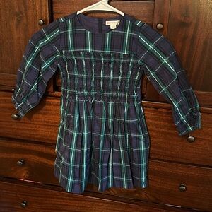 J.Crew Crewcuts dress size 5 tartan long sleeve dress with navy and green